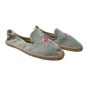 SOLUDOS Blue Flamingo Platform Smoking Slipper Size 10